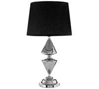 Orsina Geometric Black Shade Table Lamp, Decorative Lamp With Chrome Base, Stylish Bedside Light For Modern Homes