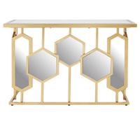 Orsina Geometric Console Table For Sitting Area, Modern Design Decorative Table, Table With Hexagonal Mirror Base
