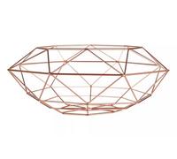 Orsina Geometric Copper Finish Wide Fruit Basket, Functional Design Unique Fruit Basket, Contemporary Fruit Basket