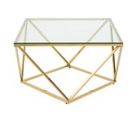 Orsina Geometric Gold Finish Twist End Table, Quirky Twist Design Statement Side Table, Aesthetic Lounge Side Table
