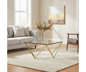 Orsina Geometric Gold Finish Twist End Table, Quirky Twist Design Statement Side Table, Aesthetic Lounge Side Table