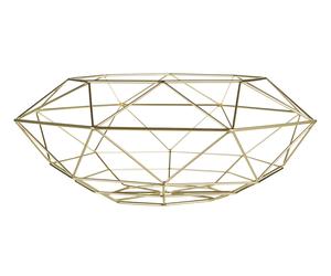 Orsina Geometric Green Finish Fruit Basket, Functional Design Unique Fruit Basket, Contemporary Fruit Basket in Gold Orsina Gold