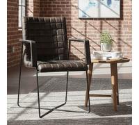 Orsina Geometric Iron & Grey Leather Weave Chair, Velvet Upholstered Occassional Arm Chair, Striking Lounge Chair Orsina Grey