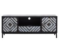 Orsina Geometric Pattern Black Frame Media Unit, Durable Livingroom Tv Unit, Strorage Modern Tv Stand With Storage