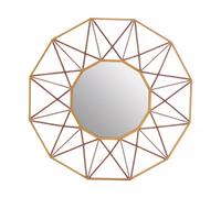 Orsina Geometric Style Wall Mirror Luxurious Antique Gold Finish Accent Mirror Round Copper Decorative Mirror Orsina Gold
