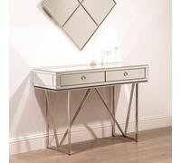 Orsina Glamorous Console Table With 2 Spacious Drawers, Storage Table With Mirrored Glass Top, Silver Lounge Table Orsina Silver
