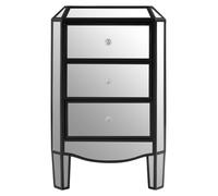 Orsina Glamorous Design 3 Drawer Mirrored Chest, Mirrored Surfaces Sturdy Chest, Ample Storage Chest Of Drawers in Silver Orsina Silver