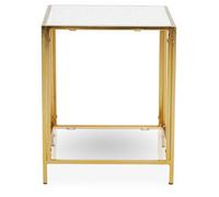 Orsina Glass And Gold Frame Side Table, Modern Side Table With Terrazzo Effect, Sleek And Contemporary Side Table