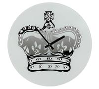 Orsina Glass Crown with Diamantes Wall Clock in White Orsina White