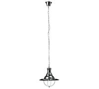 Orsina Glass Pendant With Chrome Metal Frame, Industrial Lighting For Bars, Shiny Drop Light, Luxe Lighting Fixture in Black Orsina Black