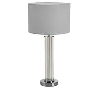 Orsina Glass Table Lamp With Chrome-Edged Pillar, Translucent Glass Table Light, Accent Lamp With Fluted Base in Silver Orsina Silver