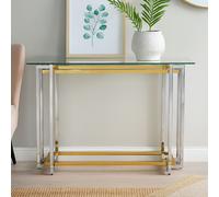 Orsina Glass Top Console Table, Gold & Silver Luxury Console Table, Modern Style Console Table with Glass Top Orsina Gold