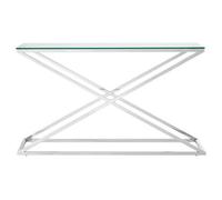 Orsina Glass Top Criss Cross Console Table, Stainless Steel And Glass Console Table, Contemporary Hallway Table