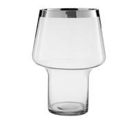 Premier Complements Verre Vase, Clear Glass, Silver Finish Rim