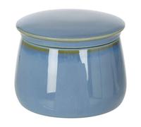Orsina Glossy Blue Porcelain Sugar Pot With Matching Lid, Glazed Finish Sugar Jar,tapered Rounded Sugar Canister