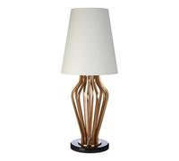 Orsina Gold And Black Angular Table Lamp, White Empire Linen Shade With Luxe Gold Iron Body, Black Marble Round Base