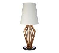 Orsina Gold & Black Angular Table Lamp, White Empire Linen Shade with Luxe Gold Iron Body, Black Marble Round Base Orsina White