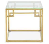 Orsina Gold Brushed Side Table, Tempered Glass Top Side Table, Steel Frame Bedside Table, Cocktail Table For Home