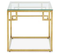 Orsina Gold Brushed Side Table, Tempered Glass Top Side Table, Steel Frame Bedside Table, Cocktail Table for Home Orsina Gold