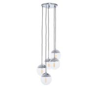 Orsina Gold Finish Five Pendant Lights, 5 Adjustable Hanging Lights, Globe Light Lamp, Warm Metallic Ceiling Lights in Silver Orsina Silver
