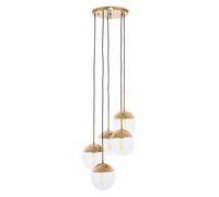 Orsina Gold Finish Five Pendant Lights, 5 Adjustable Hanging Lights, Globe Light Lamp, Warm Metallic Ceiling Lights Orsina Gold