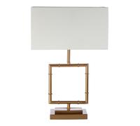 Orsina Gold Finish Modern Table Lamp With White Linen Shade, Contemporary Square Body Table Light For Living Room Orsina Gold