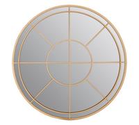 Orsina Gold Finish Round Wall Mirror, Contemporary Decorative Mirror With Luxe Wire Frame, Metal Accent Mirror