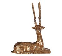 Orsina Gold Finish Sitting Stag Sculpture, Reflective Accent Stag Sculpture, Christmas Decor Stag Sculpture