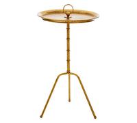 Orsina Gold Finish Small Accent Table, Elegant Side Table By Couch For Livingroom, Distressed Small Lounge Table