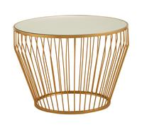 Orsina Gold Finish Tapered Design Side Table, Bedside Table With Round Mirrored Top, Accent Table, Ideal For Lounge Orsina Gold