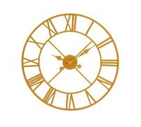 Orsina Gold Finish Wall Clock, Roman Numeral Analogue Clock With Spade Hands, Decorative Silent Clock For Display
