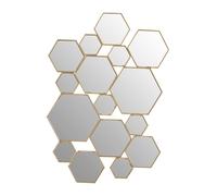 Orsina Gold Finish Wall Mirror, Stylish Hexagonal Design Accent Mirror For Decor, Functional Geometric New Mirror Orsina Gold
