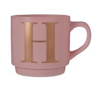 Orsina Gold H Etching Coffee Mug, Warm Pink Cup For Home Décor, Thoughtful Gift For Tea Enthusiast, Microwave Safe Mug Orsina Pink