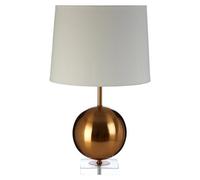 Orsina Gold Sphere Table Lamp, Luxe Gold Iron With Crystal Glass Base, White Linen Shade Orb Lamp For Living Room Orsina Gold