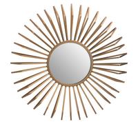 Orsina Gold Sunburst Wall Mirror With Bevelled Spokes, Round Decorative Mirror, Maximalist Metal Accent Mirror