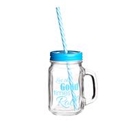 Orsina Good Times Square Mason Jar Mug in Blue Orsina Blue