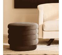 Orsina Graphite Velvet Round Footstool, Velvet Round Stool With Tufted Details, Pouffee With Round Design