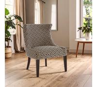 Orsina Greek Key Design Wingback Lounge Chair, Black & Beige Jacquard Upholstery, Solid Birchwood Legs Orsina Multicolor