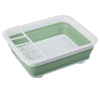 Orsina Green White Collapsible Dish Rack,compact Utensil Holder,portable Kitchen Organizer,rectangular Dish Drainer