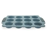 Premier Housewares Grey 12 Muffin Tray | Marble Finish Muffin Oven Tray | Non-Stick Baking Tray for Perfet Muffins | Cupcake Tin Tray for Domestic, Commercial Use