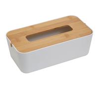 Orsina Grey Bamboo Fibre Tissue Box, Rectangular Tissue Holder With Lift-off Lid & Cutout Opening, Tissue Paper Box in White Orsina White