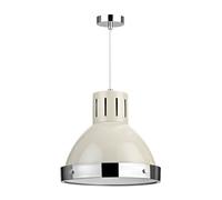 Orsina Grey Bell Shaped Pendant Light, Chrome Trim Ceiling Light Fixture, Assembled Modern Lighting for Bedroom in Cream Orsina Cream