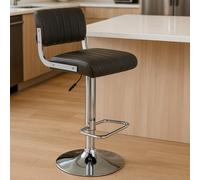 Interiors by Premier Light Grey Seat and Chrome Base Bar Stool, Adjustable Height Kitchen Bar Stool, Footrest Swivel Barstool Premier Housewares Grey One Size