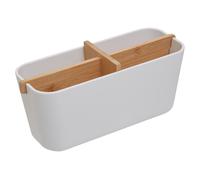 Orsina Grey Detachable Organizer With 4 Compartments, Bamboo Fibre Storage Organizer, Sub-Grid Drawer Organizer in White Orsina White