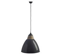 Orsina Grey Extra Large Pendant Light, Scandi Bell-Shaped Industrial Ceiling Lamp, 1M Cord With Matching Rose