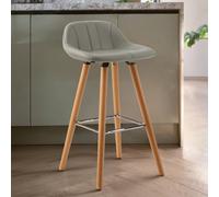 Orsina Grey Faux Leather Bar Stool, Comfortable Seating Bar Stool With Back, Easy To Clean Kitchen Bar Stool