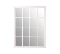 Orsina Grey Flat Wood Wall Mirror, 130x100cm Rectangle Mirror With 16 Panels & Hanging Hooks, Rustic Wall Décor in White | Size: 130x100 cm Orsina White 130x100 cm
