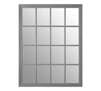 Orsina Grey Flat Wood Wall Mirror, 130X100Cm Rectangle Mirror With 16 Panels & Hanging Hooks, Rustic Wall Décor