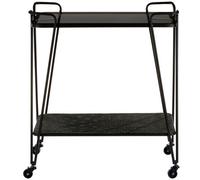 Premier Housewares Grey Glass Cart Table, Black
