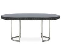 Orsina Grey High Gloss Dining Table, Stainless Steel Dining Room Table, Rounded Sides Kitchen Table for Dining Orsina Grey